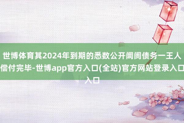 世博体育其2024年到期的悉数公开阛阓债务一王人偿付完毕-世
