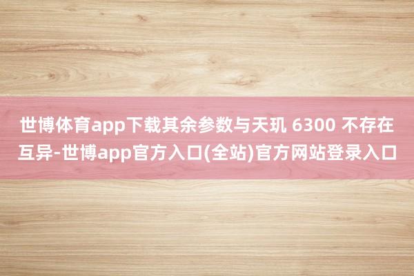 世博体育app下载其余参数与天玑 6300 不存在互异-世博
