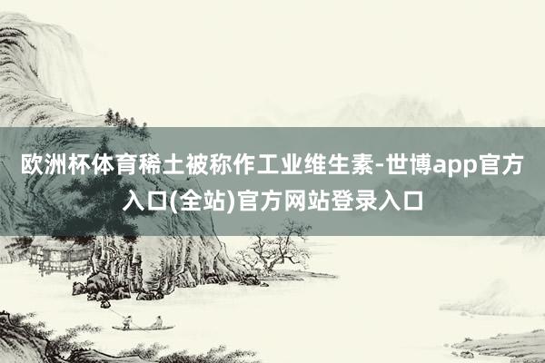欧洲杯体育稀土被称作工业维生素-世博app官方入口(全站)官