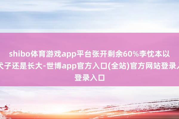 shibo体育游戏app平台张开剩余60%李忱本以为犬子还是