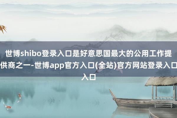 世博shibo登录入口是好意思国最大的公用工作提供商之一-世
